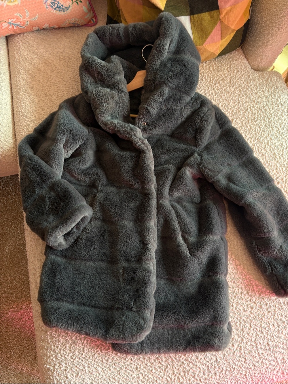 Apparis Faux Fur Puffer Jacket in Light Gray